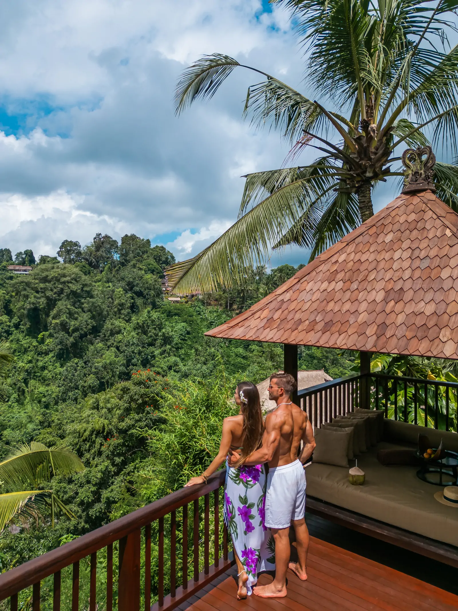Couple enjoying private jungle villa in Bali before high season